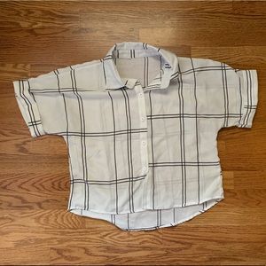 Trendy White Checkered Blouse